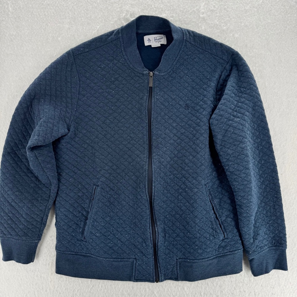Original Penguin - Quilted Bomber Jacket Speckled - Navy Blue - XL - Mens